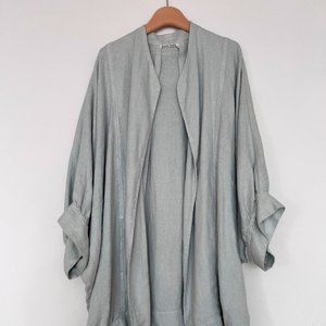 Black Crane Linen Spoon Jacket, Seafoam